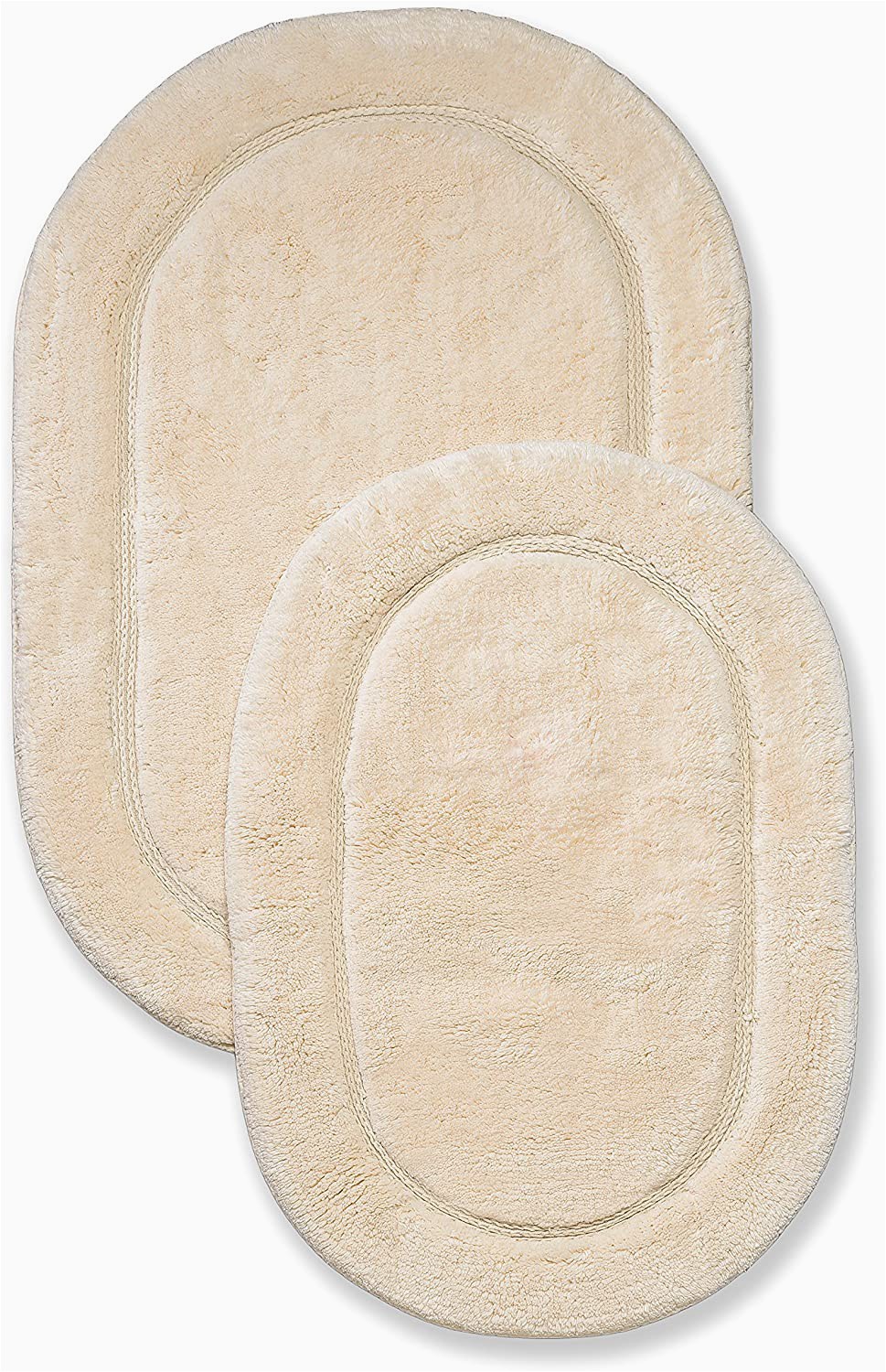 Extra Large Oval Bath Rugs Superior Bath Rugs Set Cotton for Bathroom Non Slip Oval Design 2 Piece Ivory