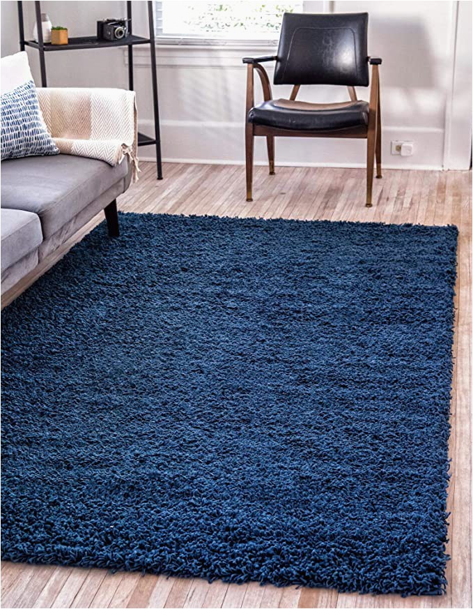 Garland Deco Plush 3 Pc Bath Rug Set Unique Loom solo solid Shag Collection Modern Plush Navy Blue Runner Rug 2 2 X 6 5