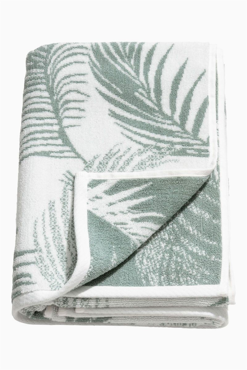 Green Bath towels and Rugs Light Green White Patterned Jacquard Weave Bath towel In
