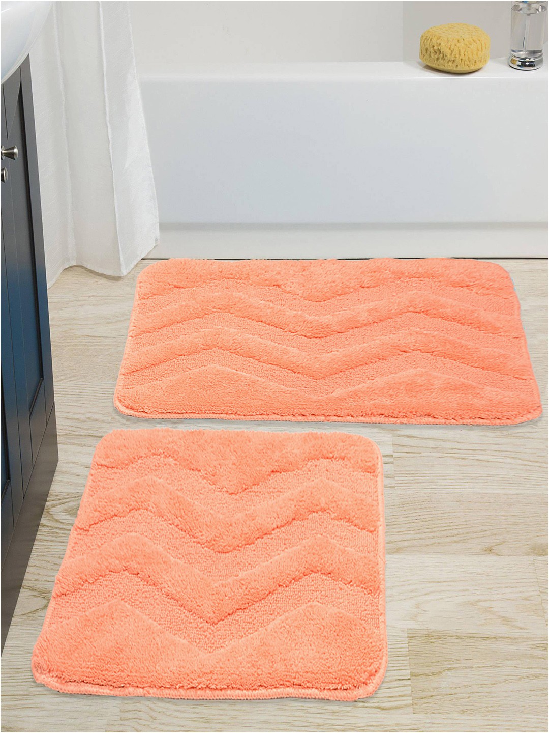 Grey Contour Bath Rug Saral Home Peach Coloured Cotton Bath Rug & Contour