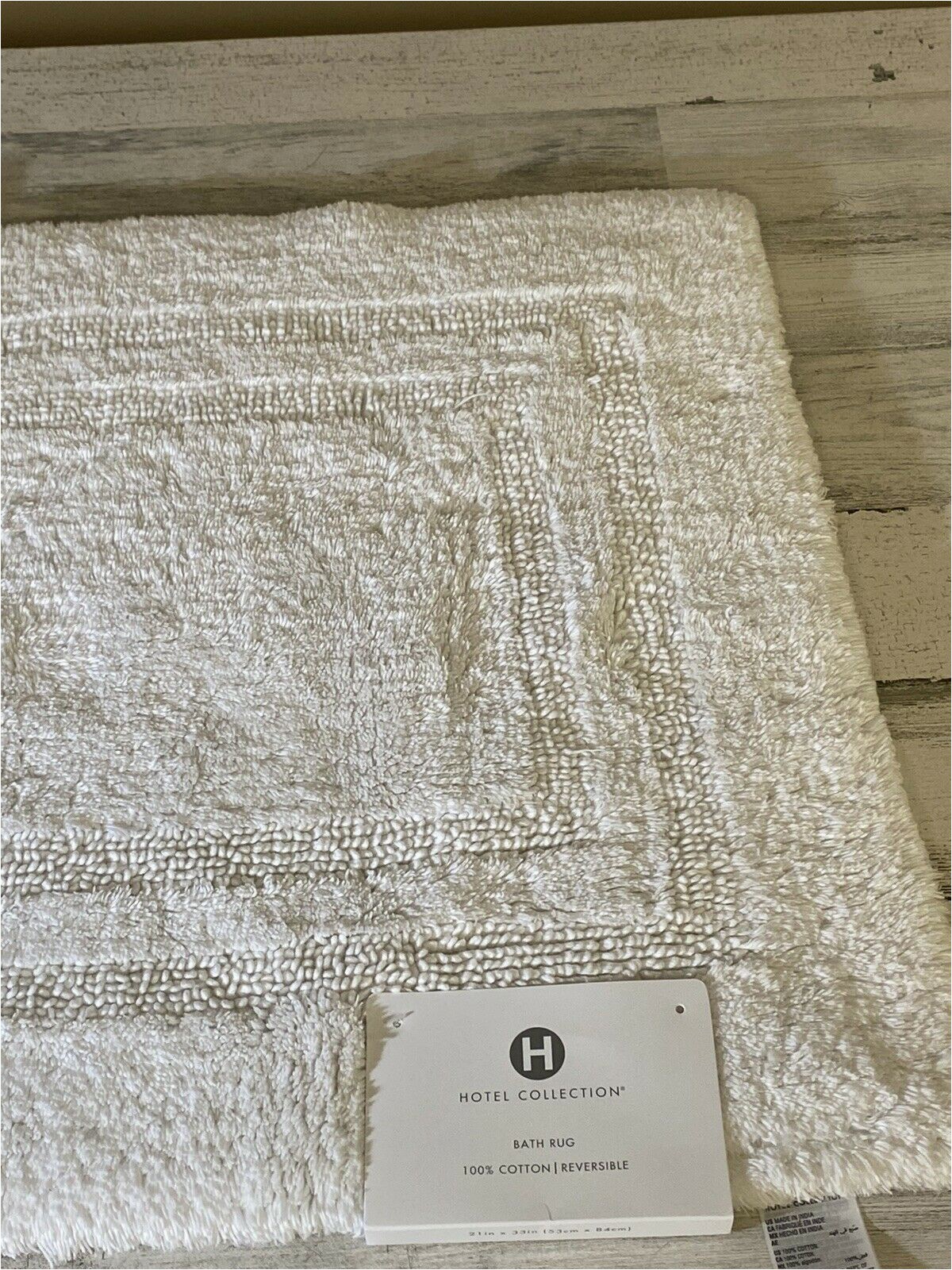 Hotel Collection Reversible Bath Rug Hotel Collection Cotton Reversible Bath Rug 21″ X 33″ White New