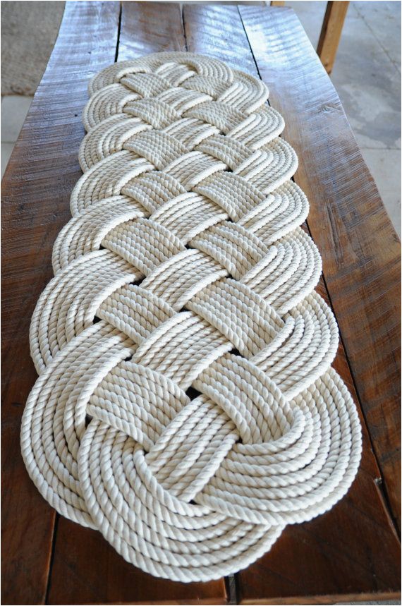 Large Cotton Bath Rug Nautical Rope Rug Bath Mat F White Cotton