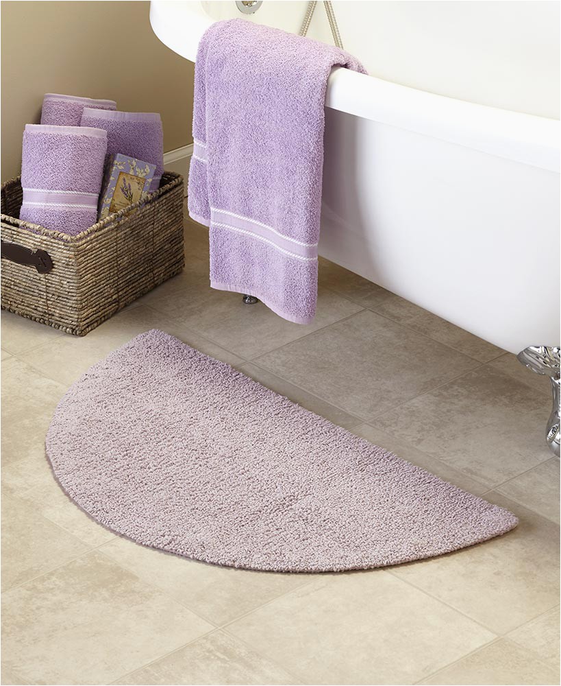Lavender Bath Mat Rugs Reversible Cotton Half Circle Bath Rugs