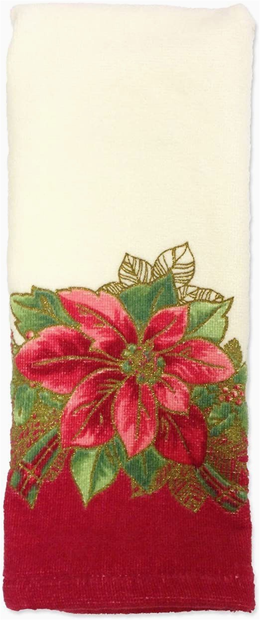 Lenox Christmas Bath Rug Lenox Poinsettia Tartan Printed Fingertip towel