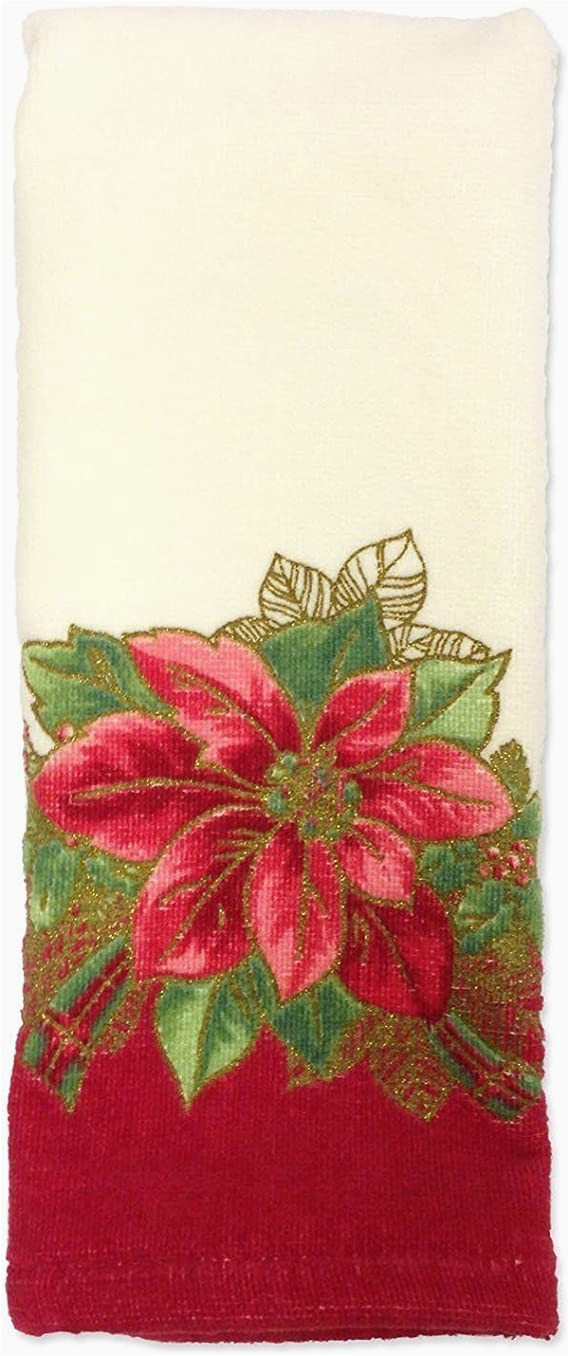 Lenox Holiday Nouveau Bath Rug Lenox Poinsettia Tartan Printed Fingertip towel