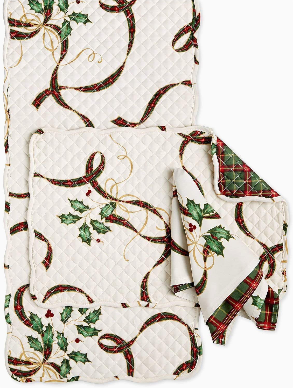 Lenox Holiday Nouveau Bath Rug Lenox Quilted Reversible Christmas Holiday Nouveau Table Runner 14" X 36" Polyester