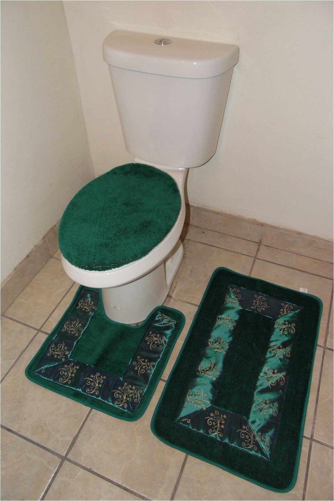 Lime Green Contour Bath Rug 3pc Bathroom Set Rug Contour Mat toilet Lid Cover In Home