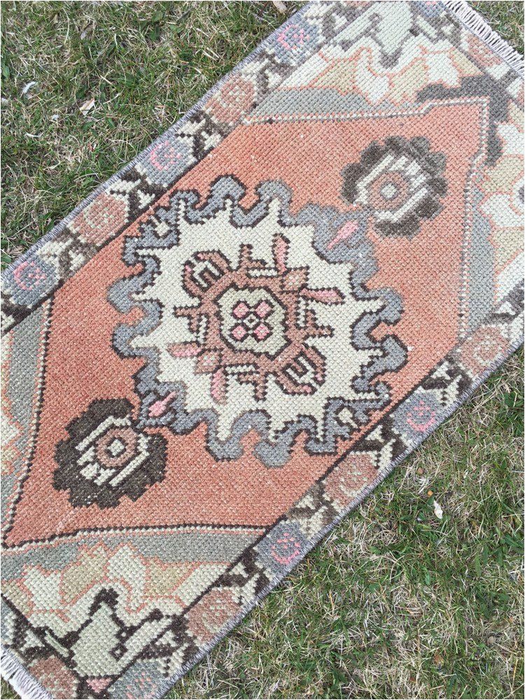 Low Pile Bath Rugs Faded Colors Tribal Medallion 1 6"x2 10" Small Turkish Rug