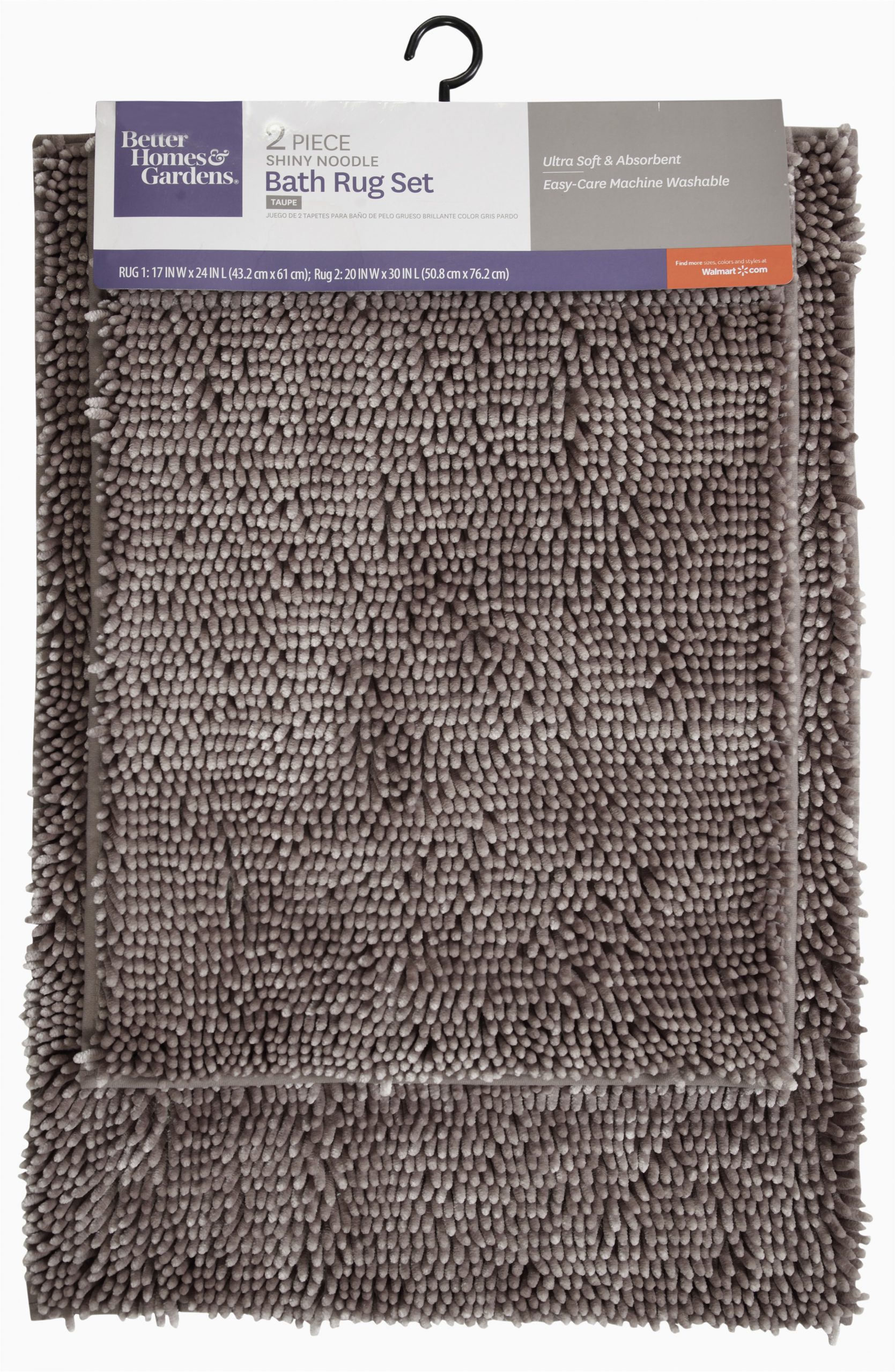 Luxe Microfiber Chenille Bath Rug Better Homes & Gardens Shiny Microfiber Noodle Chenille Bath Set 2 Piece Taupe