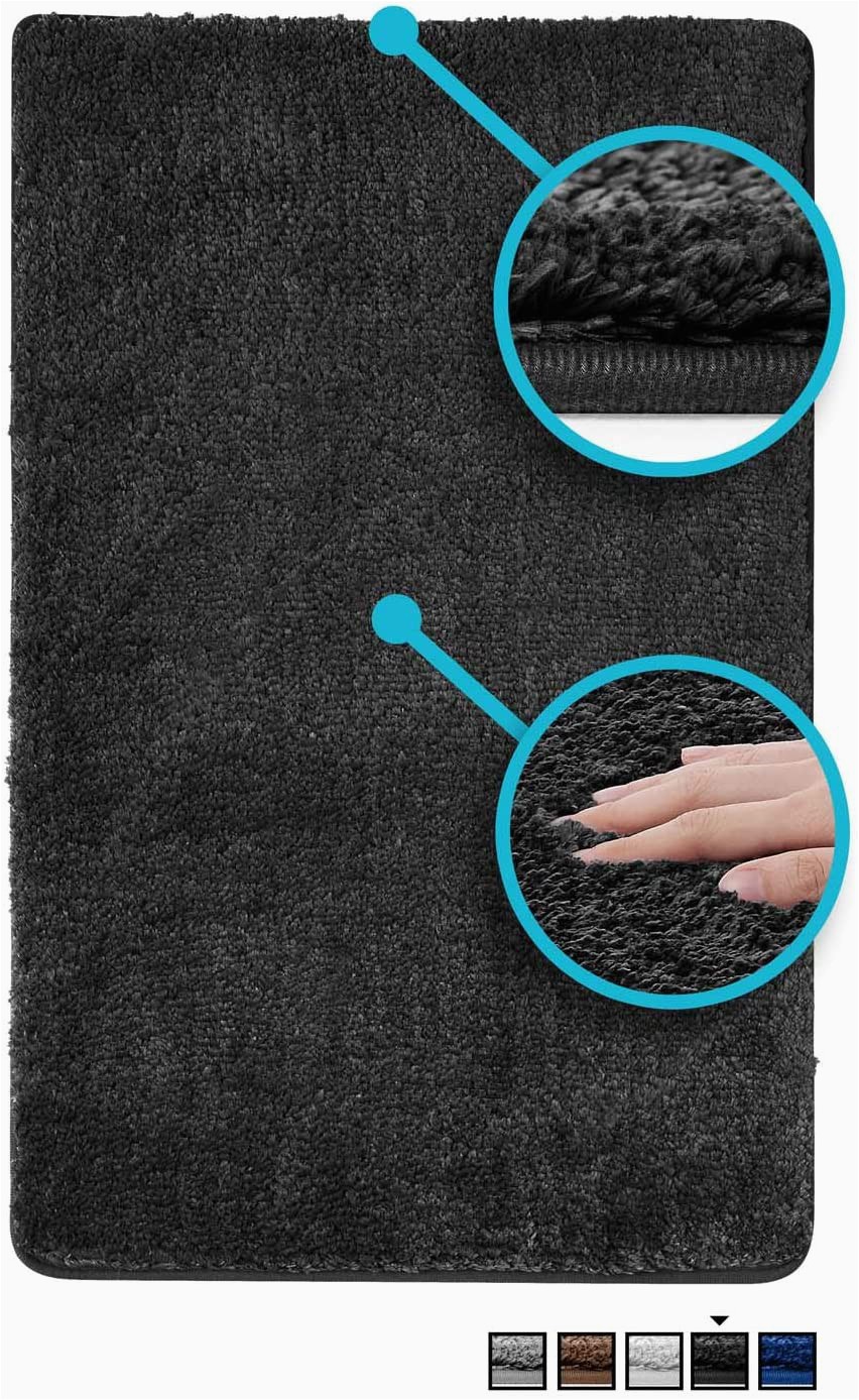 Luxe Microfiber Chenille Bath Rug Luxe Plush Bathroom Rugs Bath Shower Mat W Non Slip Microfiber Super Absorbent Rug Alfombras Para Baños Charcoal Grey 1