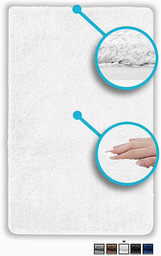 Luxe Microfiber Chenille Bath Rug Luxe Rug White Plush Bathroom Rugs Bath Shower Mat 20 X 32 Inches W Non Slip Microfiber Super Absorbent Rug Alfombras Para Baños 1 White