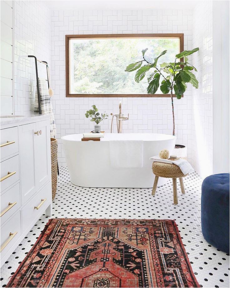 Persian Style Bath Rug Bathroom with Persian Rug and Polka Dotted Floors Pinned