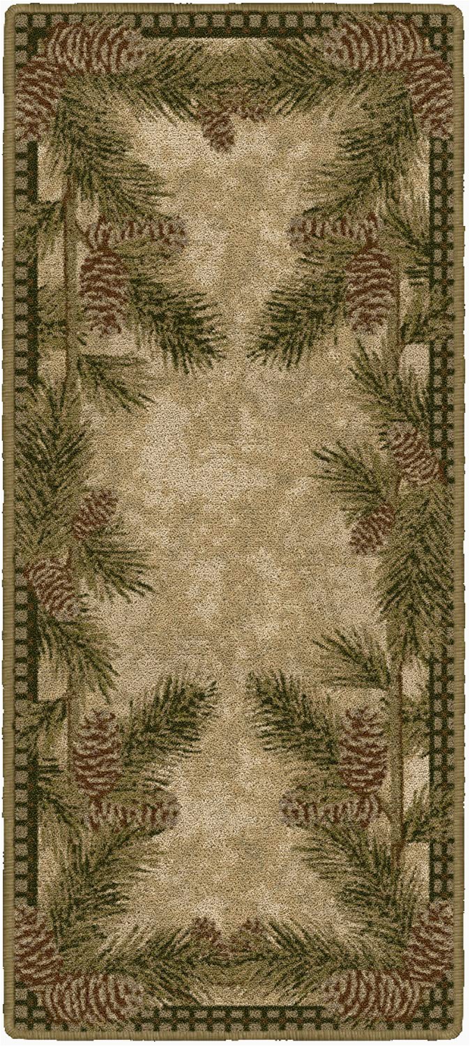 Pine Cone Bath Rugs Brumlow Mills Pine Cone Rustic Fall Winter Gingham Kitchen or Home Decor area Rug 20"x44" Rectangle Dark Green