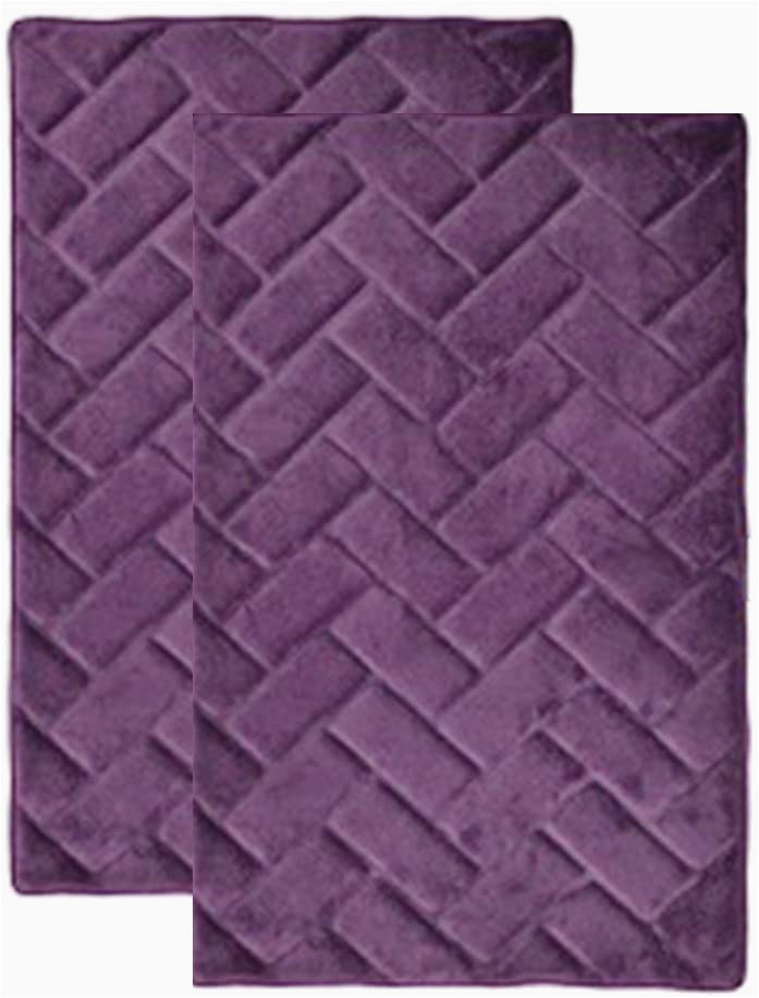 Plum Colored Bath Rugs Plum Purple Memory Foam Bath Mat Rug Brick Design Spa