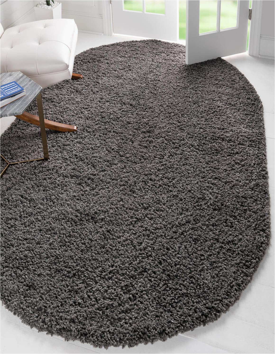Solid Grey area Rug 8×10 Graphite Gray 8 X 10 solid Shag Oval Rug