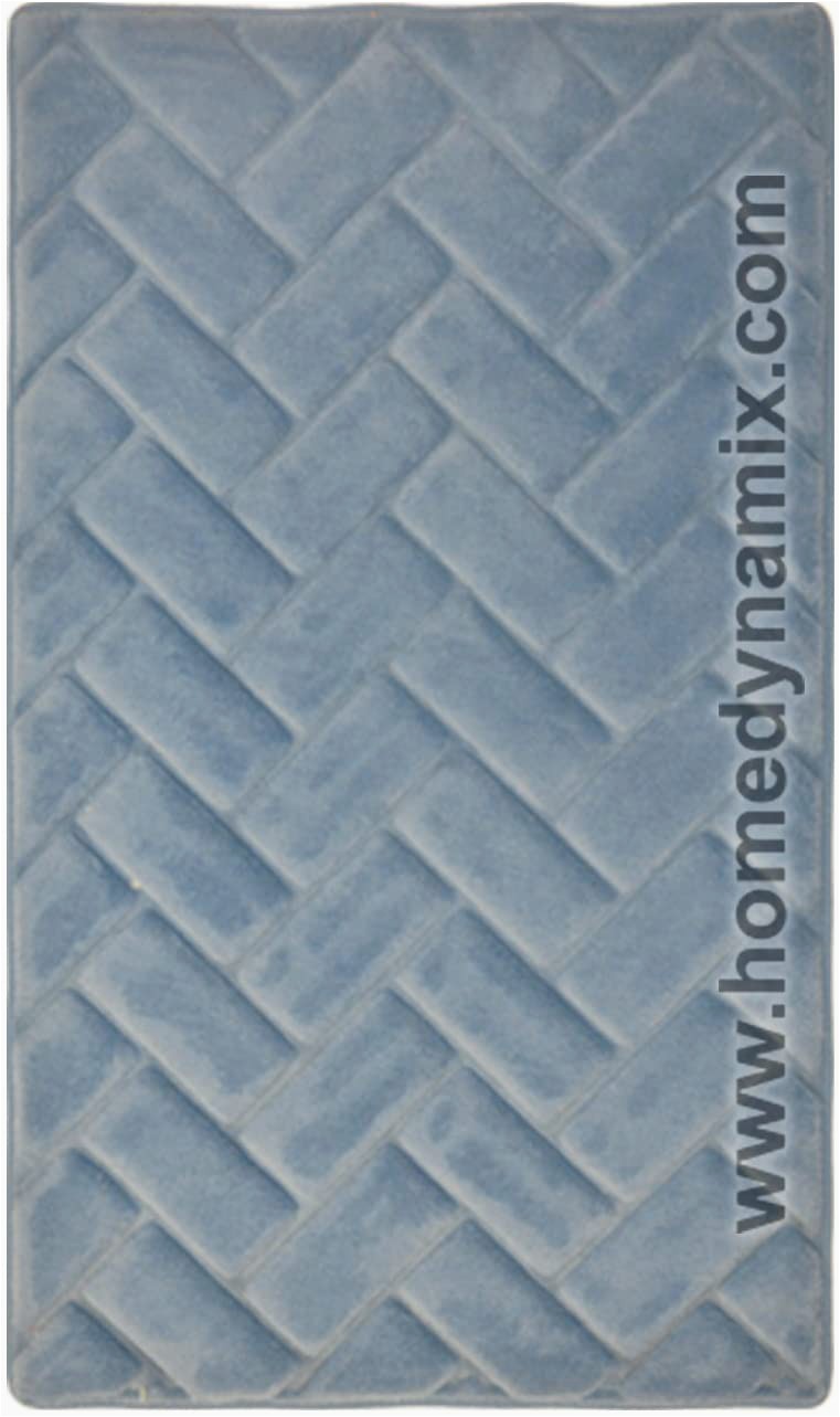 Spa Blue Bath Rugs Blue Memory Foam Bath Mat Rug Brick Design Spa soft Microfiber Non Skid Backing 17" X 24"