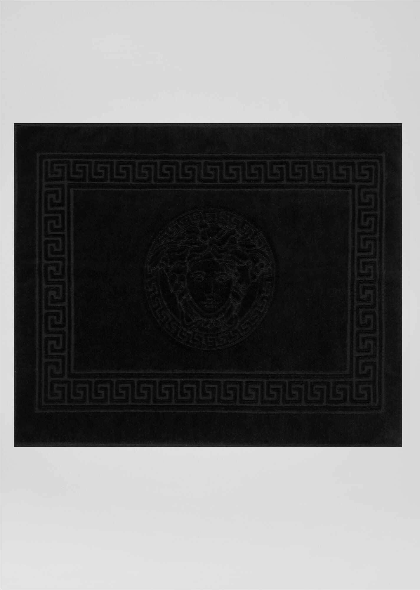 White Bath Rug with Black Border Versace Greca Medusa Bath Mat Home Collection