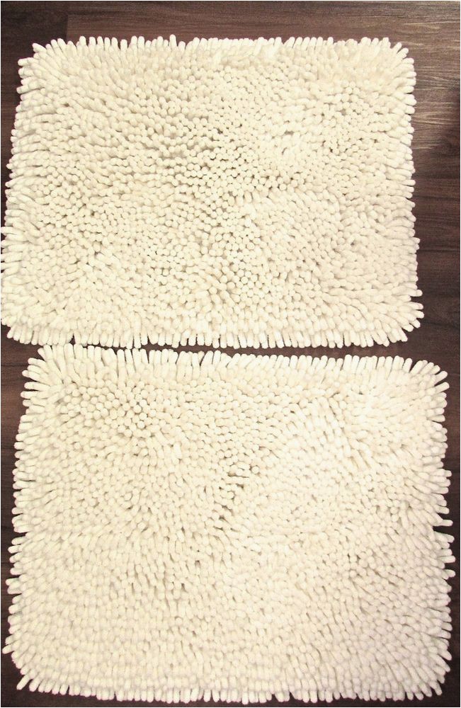 White Fluffy Bath Rug Set Of 2 Fluffy F White Color Bathroom Rugs Carpet Mats