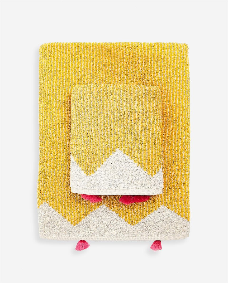 Yellow Bath towels and Rugs Geometric Motif towel