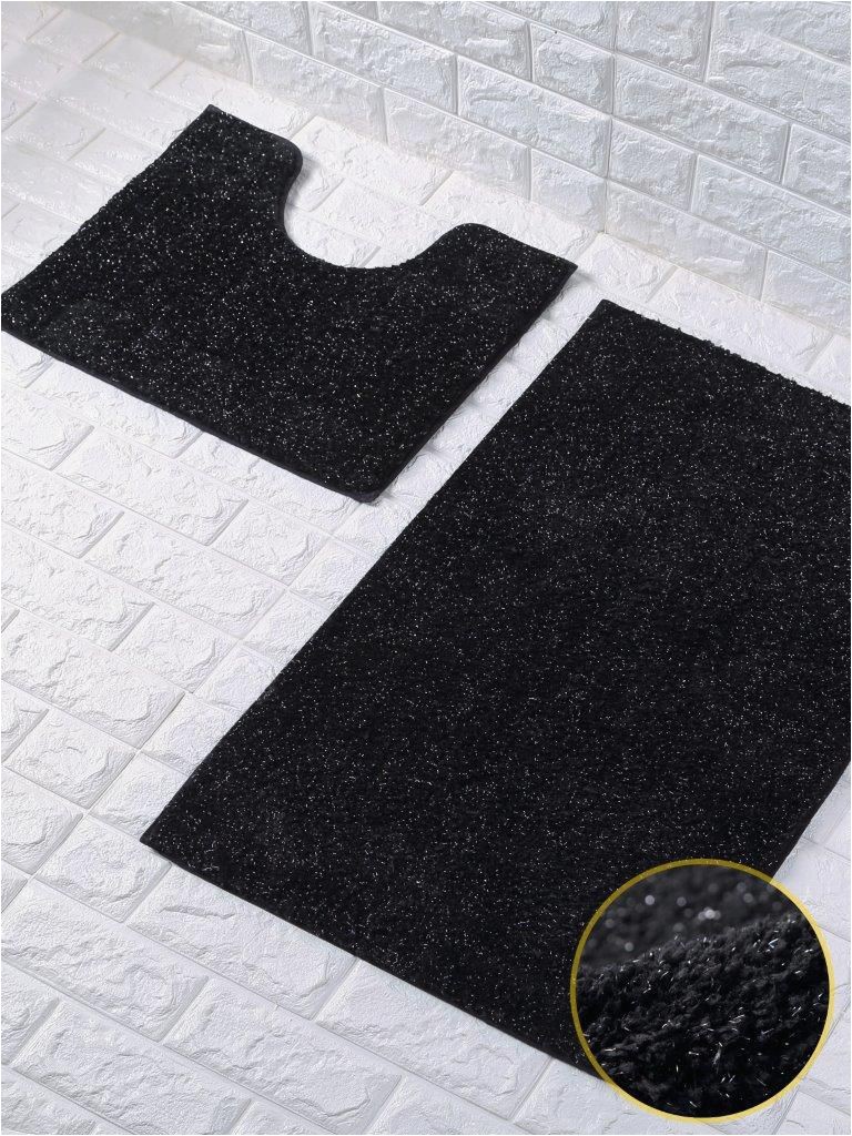 2 Pc Bathroom Rug Set Shiny Sparkling Bath Mat Set 2 Piece Non Slip Pedestal Mat