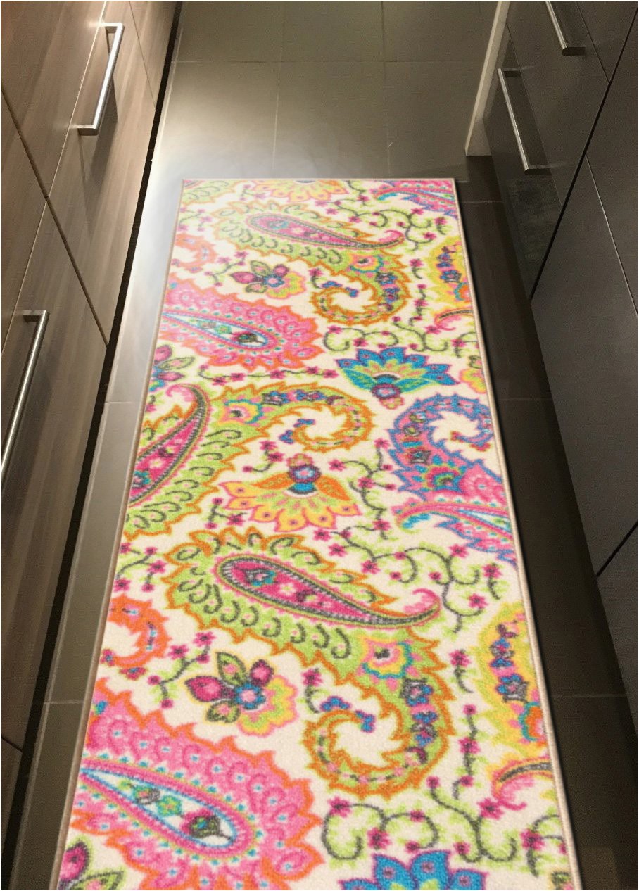 24 X 48 Bathroom Rugs Kapaqua Rubber Backed 22" X 48" Paisley Floral Multicolor