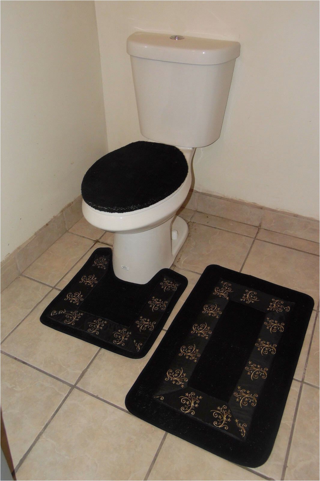 3 by 5 Bathroom Rugs 3pc Bathroom Set Rug Contour Mat toilet Lid Cover solid