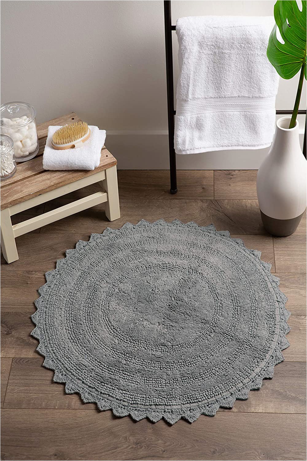 36 Round Bathroom Rug Dii Ultra soft Spa Cotton Crotchet Round Bath Mat Place In