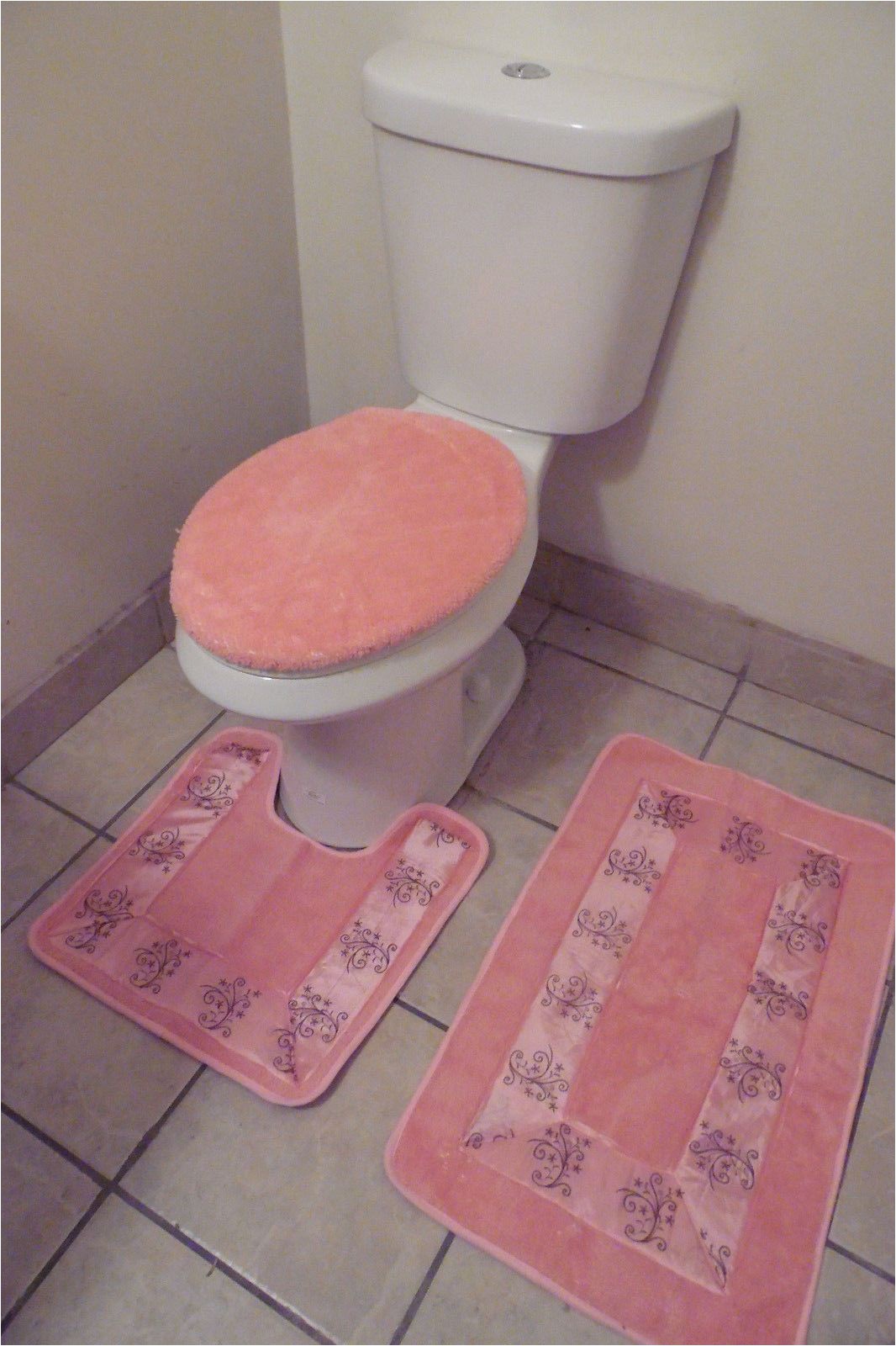 Bathroom Contour toilet Rugs Bathmats Rugs and toilet Covers 3pc 5 Pink Bathroom