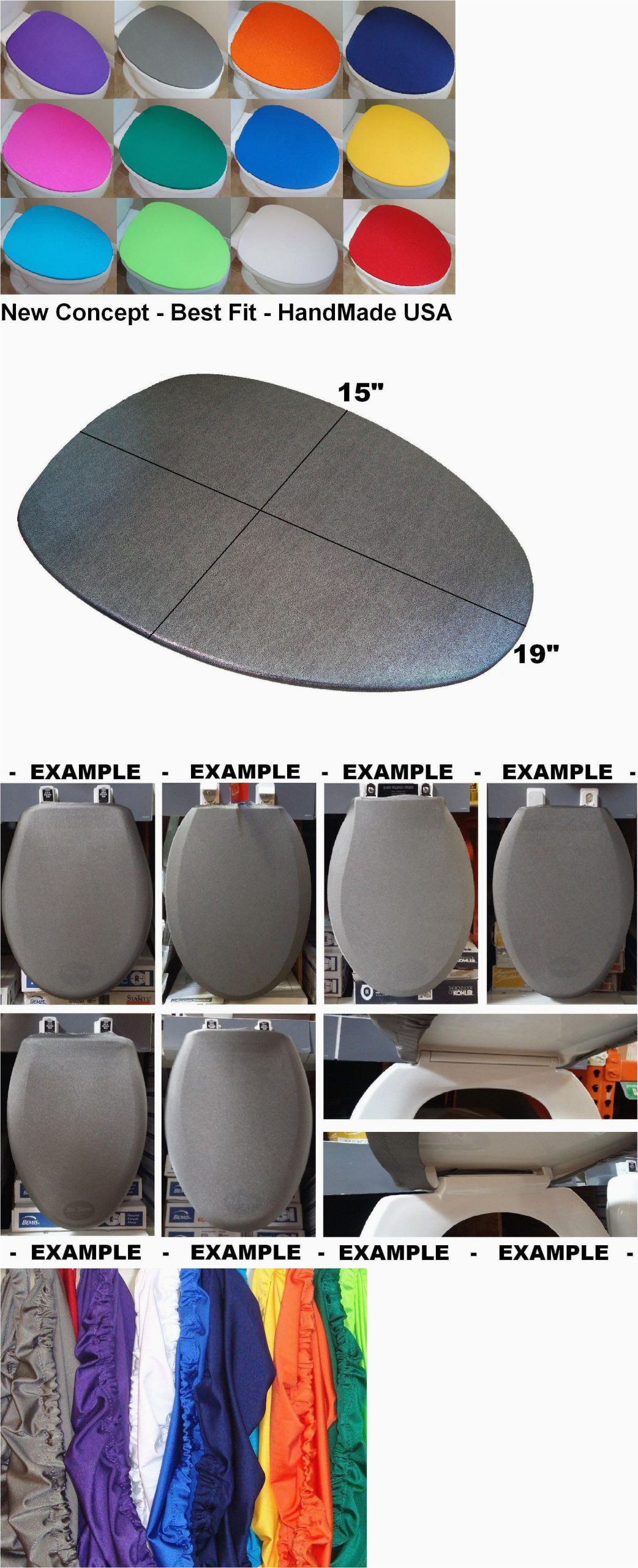 Bathroom Rug Sets with Elongated Lid Cover Fabric Lid Cover toilet Seat for Standard & Elongated