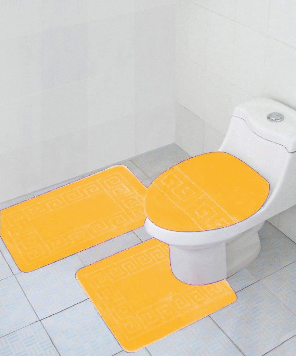 Bathroom Rug Sets Yellow 3 Piece Yellow Greek Key Pattern Bathroom Rug Set World Products Mart