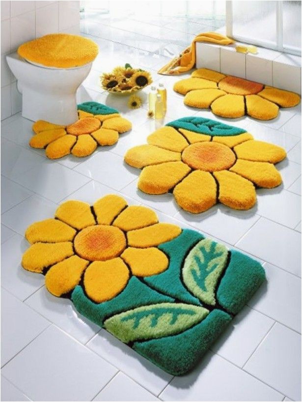 Bathroom Rug Sets Yellow 4 Piece Bathroom Rug Set