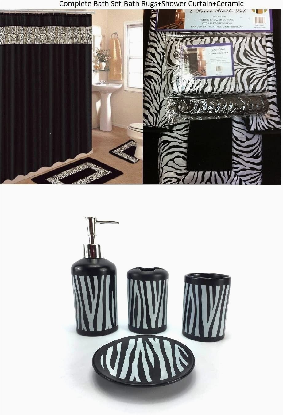 Bathroom Rugs and Accessories Ahf Wpm 19 Piece Bath Accessory Set Black Zebra Animal Print Bath Rug Set Black Zebra Shower Curtain & Accessories