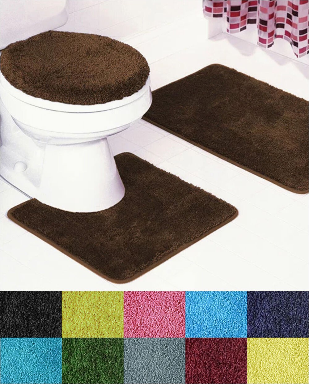 Bathroom Rugs and toilet Covers Florence 3 Piece Bathroom Rug and toilet Seat Cover Set