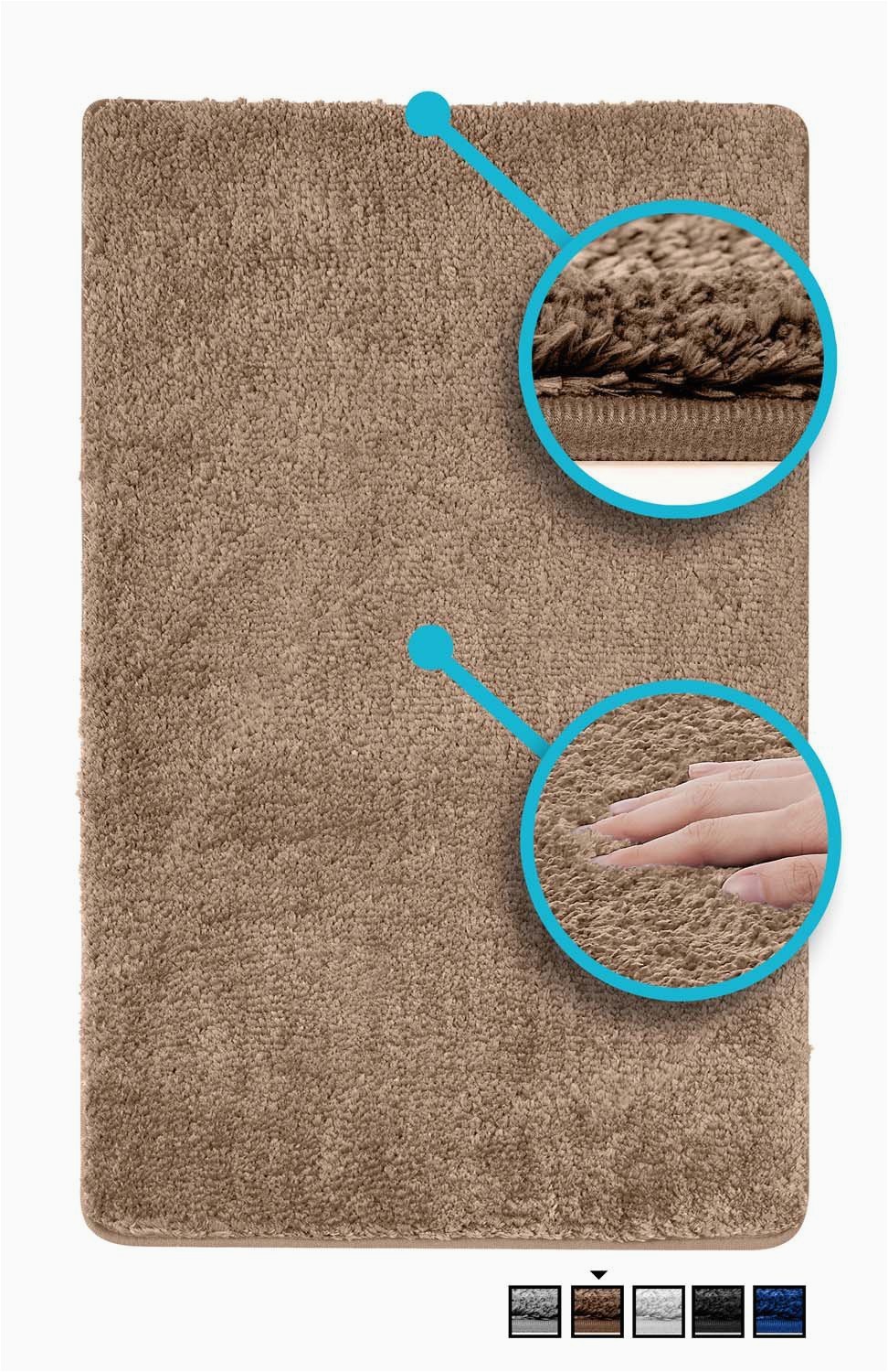 Bathroom Rugs with Non Skid Backing Luxe Rug Luxuriously Plush Microfiber Bathroom Rugs Non Slip Backing 19 5 X 31 5 In