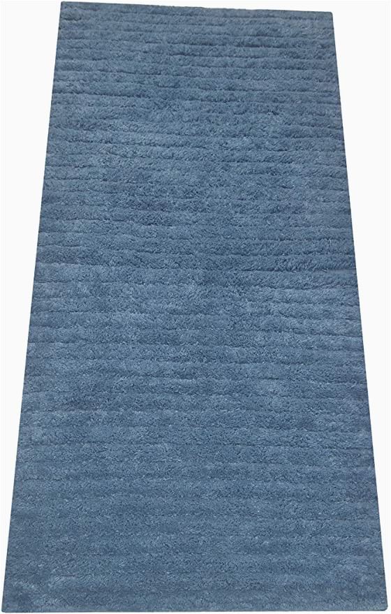 Bathroom Rugs without Latex Backing Chardin Home Highland Stripe Bathroom Rug with Latex Spray Non Skid Backing 20 X48 Provencial Blue