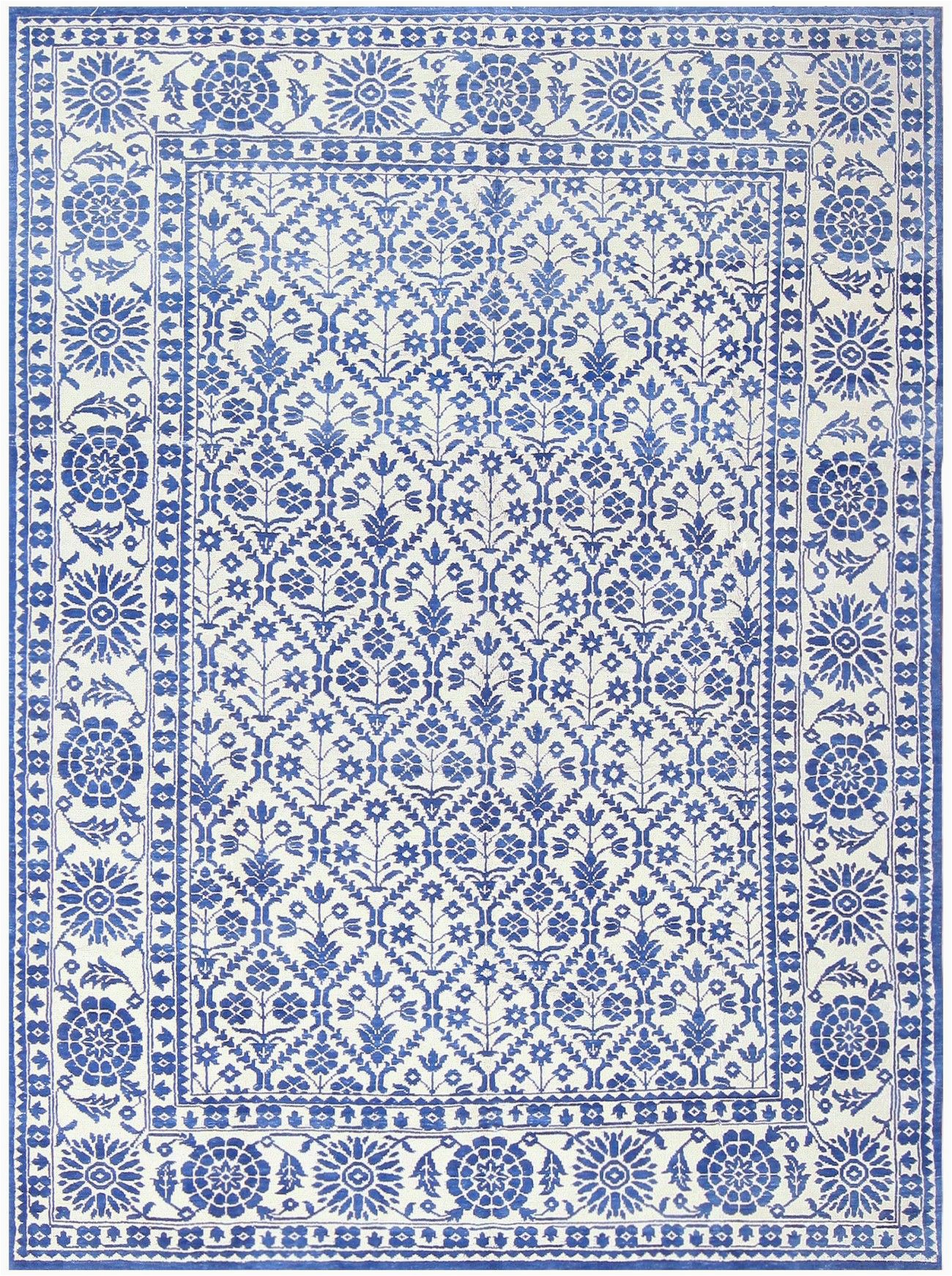 Blue and White Cotton Rug Blue White Vintage Indian Agra Cotton Rug Nazmiyal