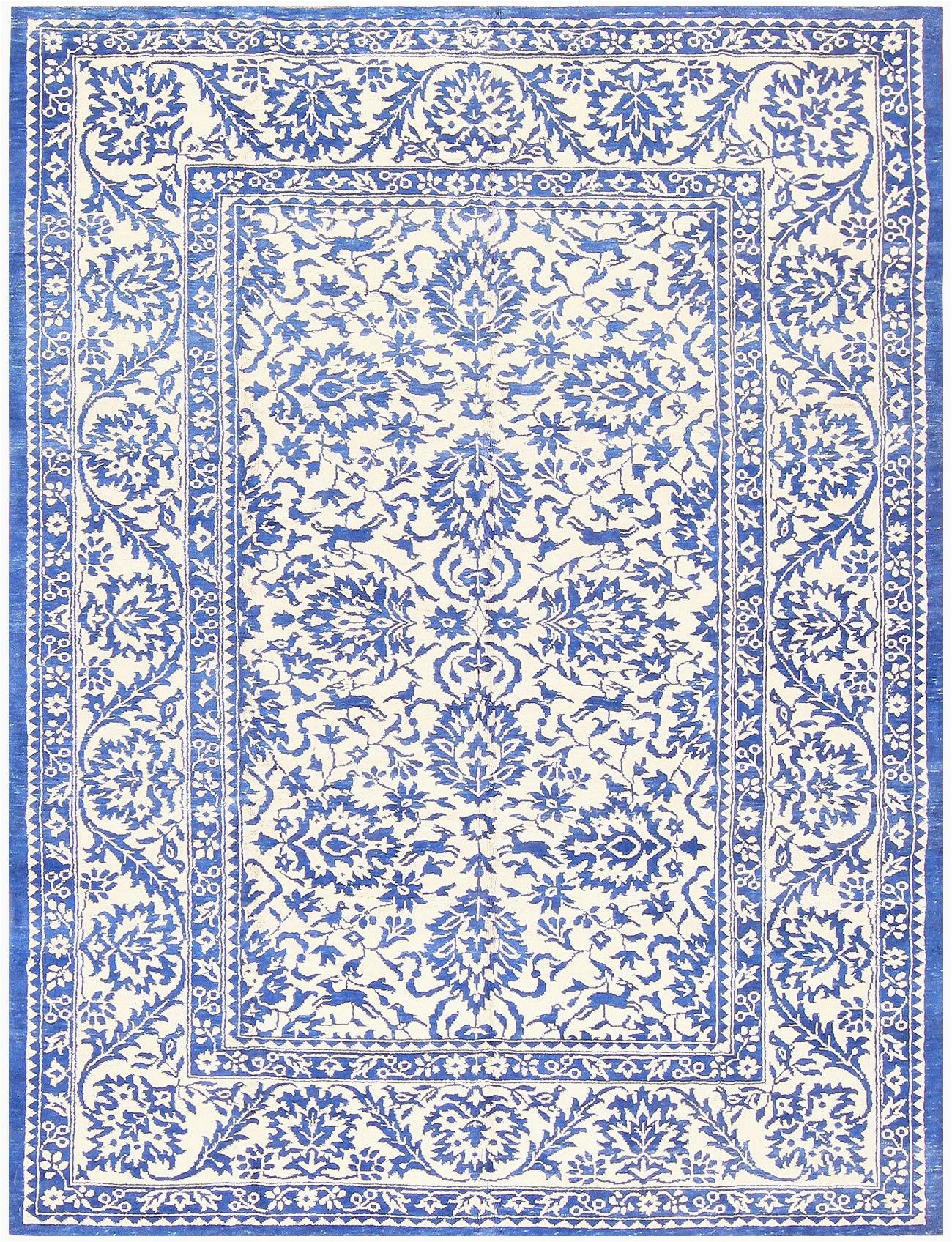 Blue and White Cotton Rug Ivory and Light Blue Vintage Cotton Agra Rug by