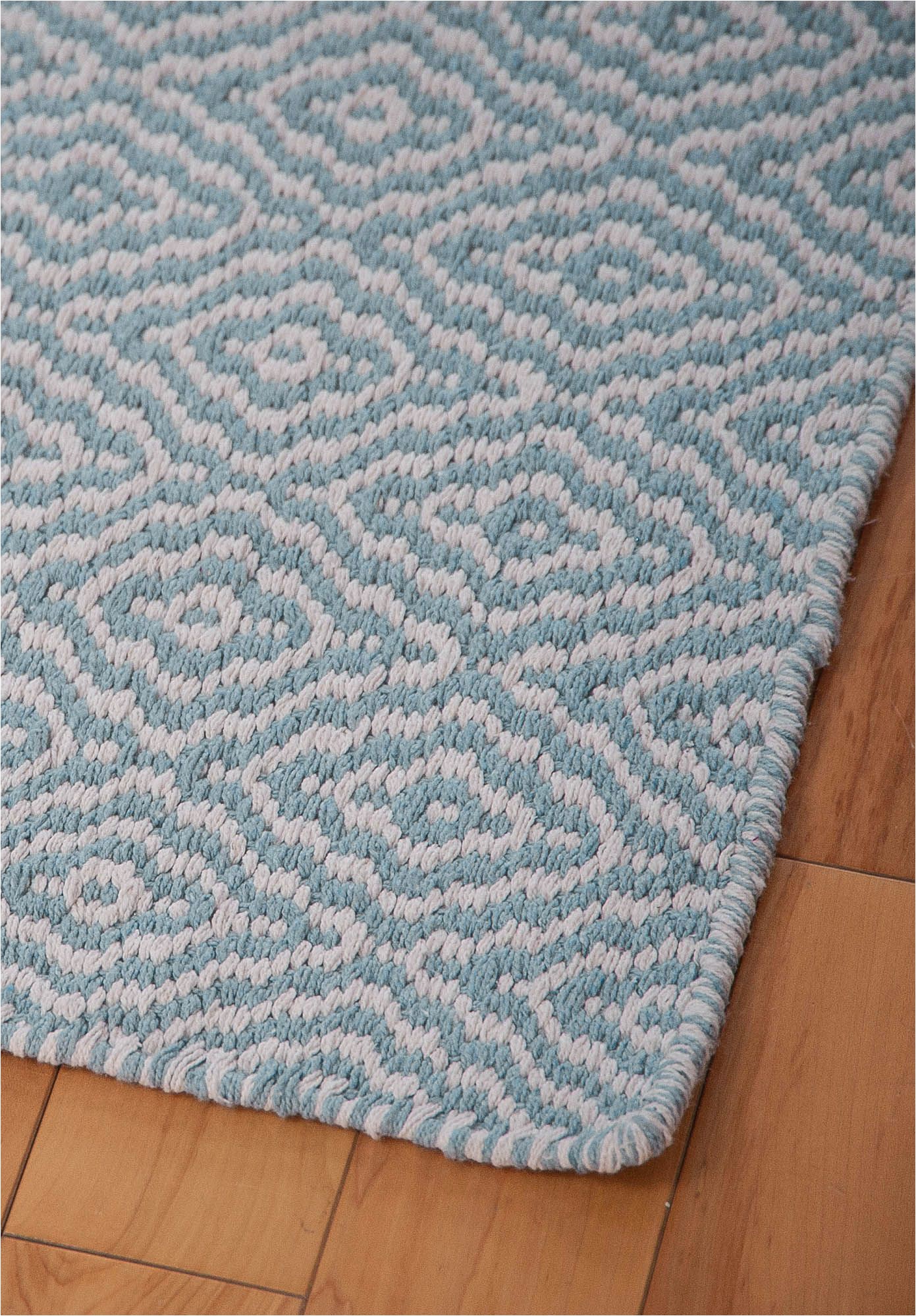 Blue and White Cotton Rug Savannah Eco Cotton Rug Light Blue and White Hook & Loom
