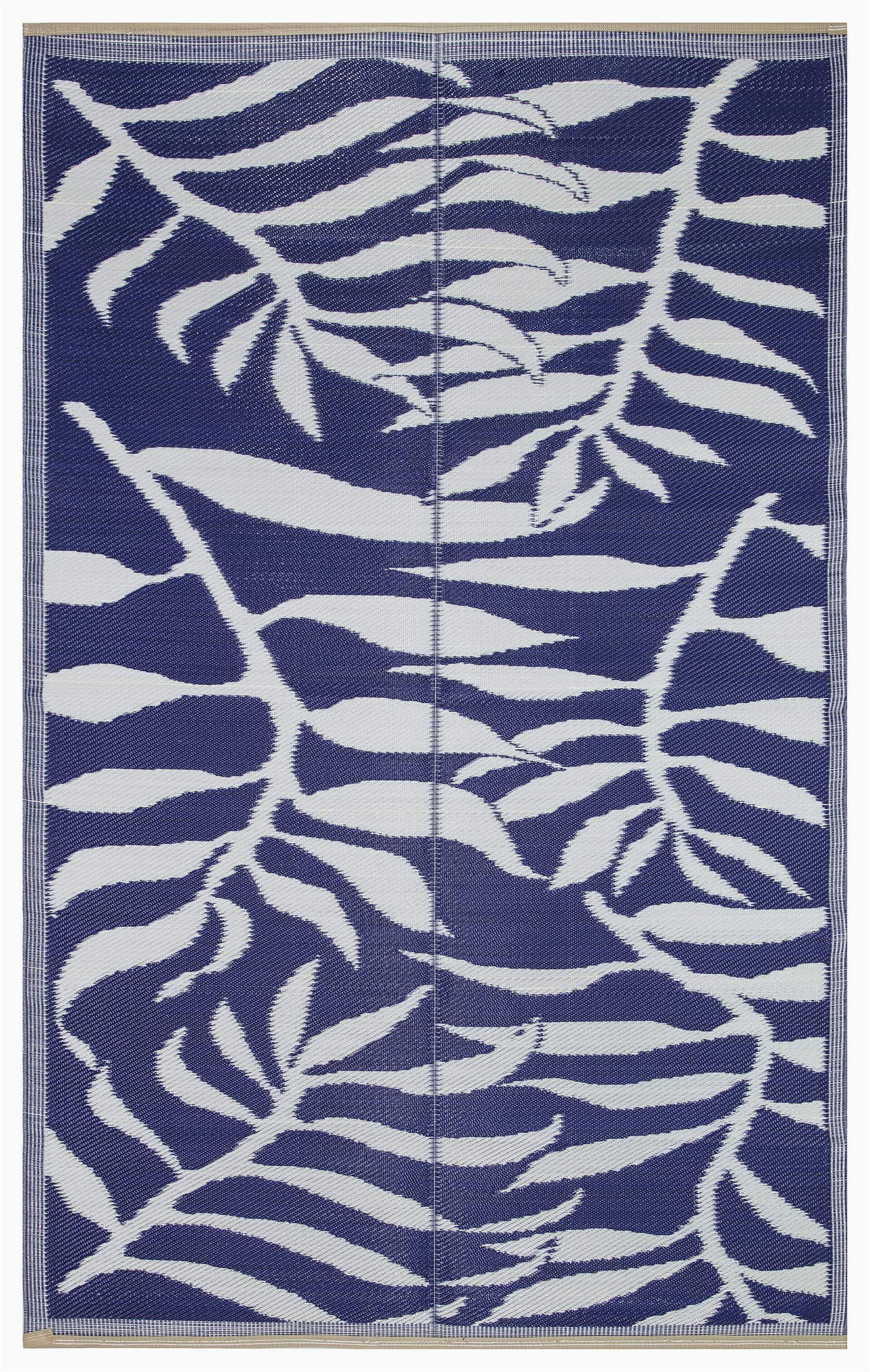 Blue and White Indoor Outdoor Rug Lightweight Indoor Outdoor Reversible Plastic area Rug 5 9 X 8 9 Feet Leaf Pattern Blue White