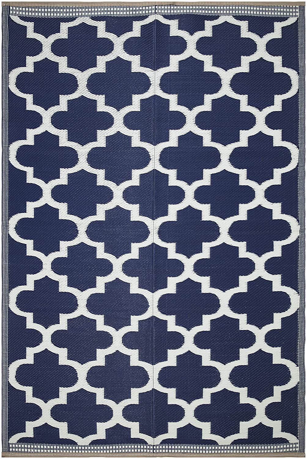 Blue and White Indoor Outdoor Rug Lightweight Indoor Outdoor Reversible Plastic area Rug 5 9 X 8 9 Feet Trellis Blue White