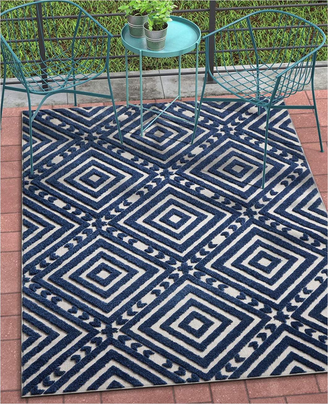 Blue Gray Outdoor Rug Geometric Blue Gray High Traffic Stain Resistant Indoor