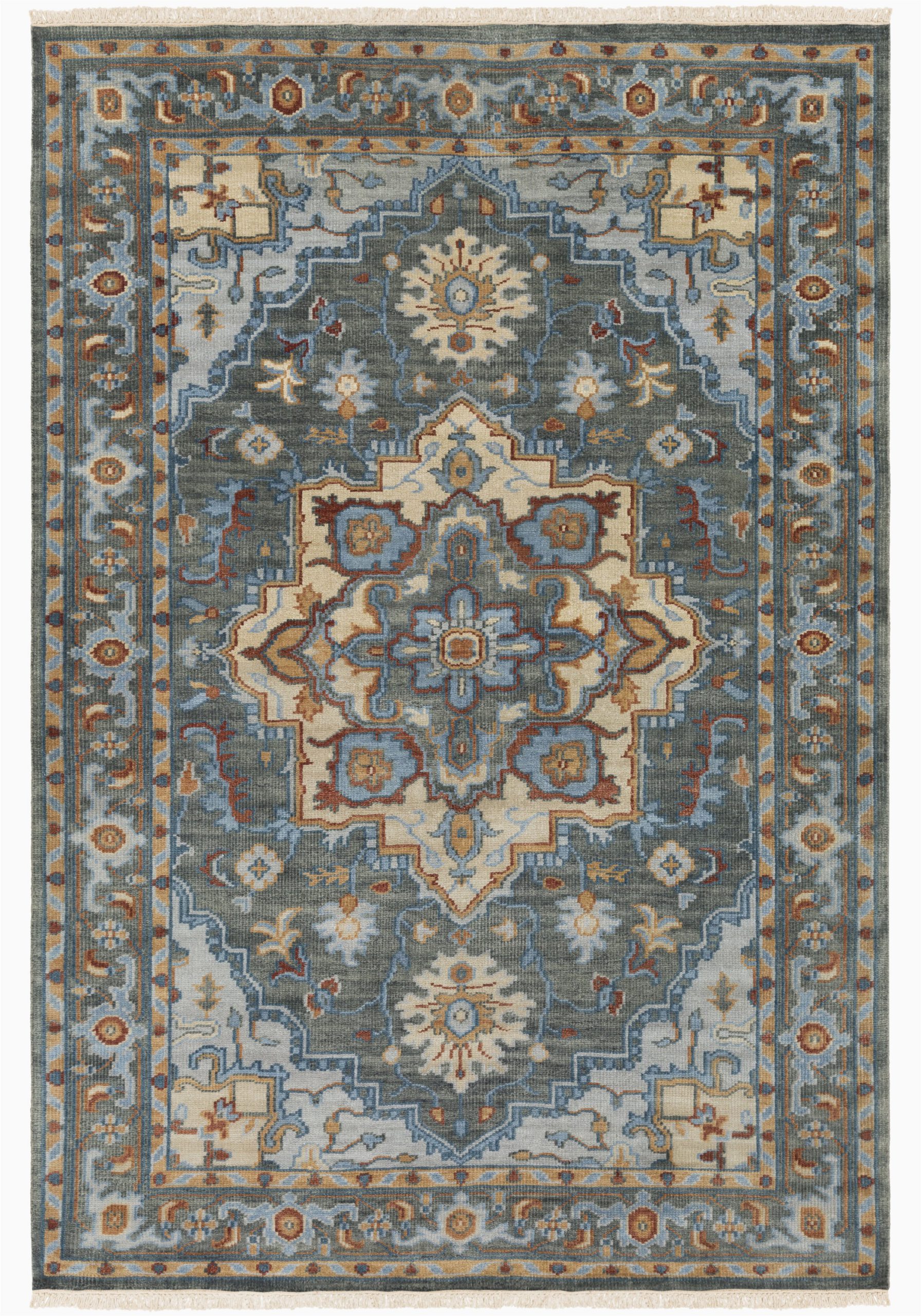 Blue Hand Knotted Wool Rug Carlisle Hand Knotted Wool Dark Green Bright Blue area Rug