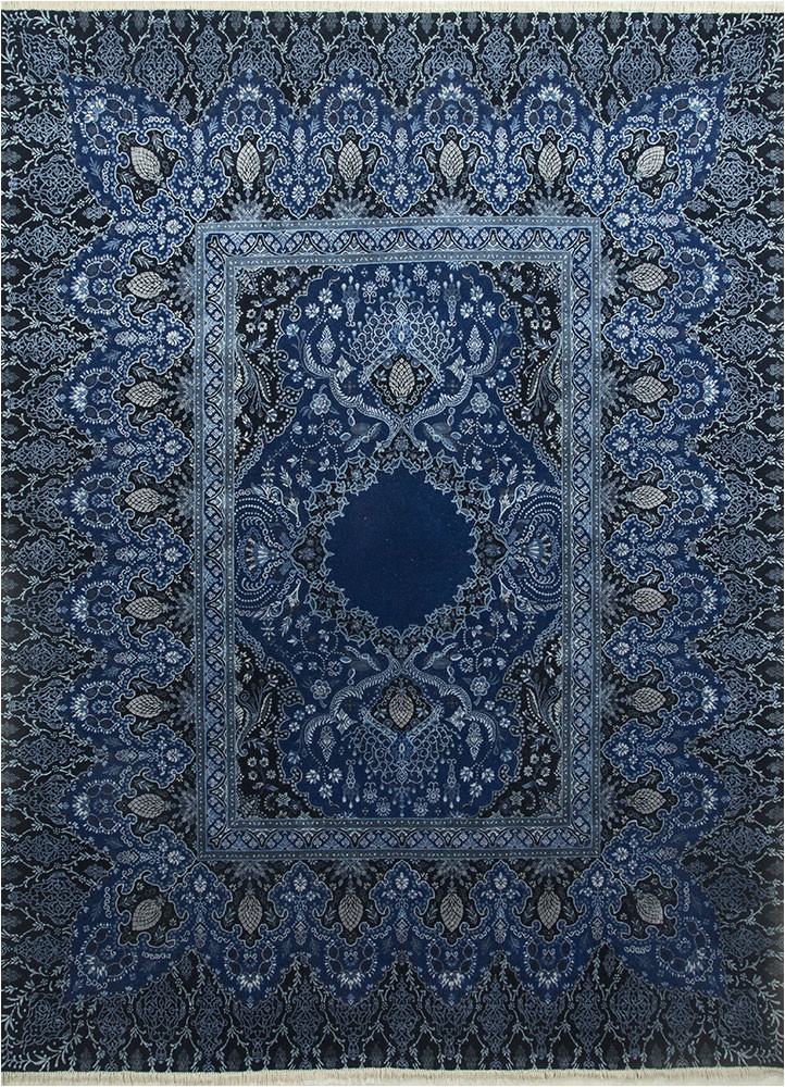 Blue Hand Knotted Wool Rug Qm 401 Medium Cobalt Me Val Blue