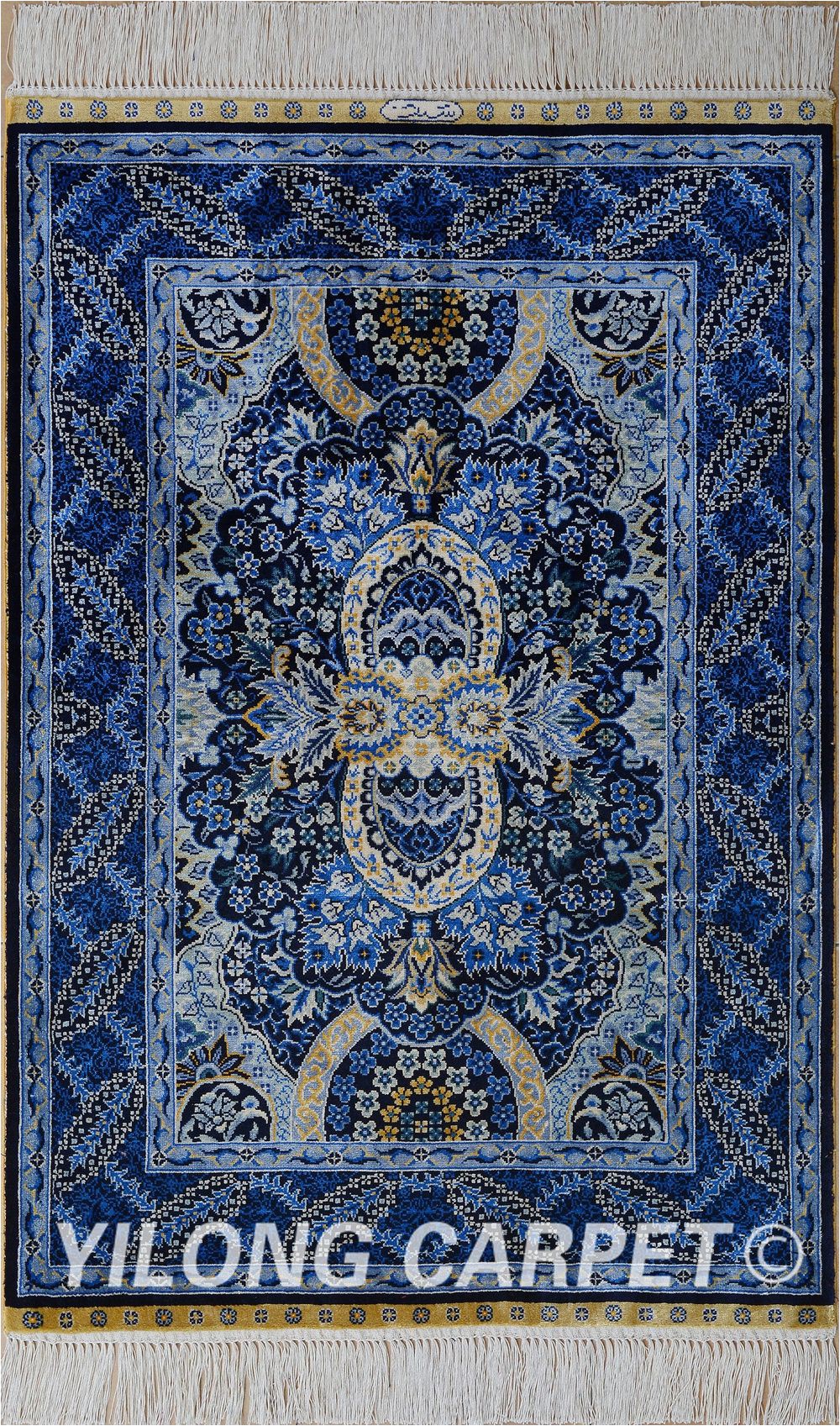 Blue oriental Rug Runner Blue Persian Rug oriental Turkish Carpet Silk Rug Tabriz