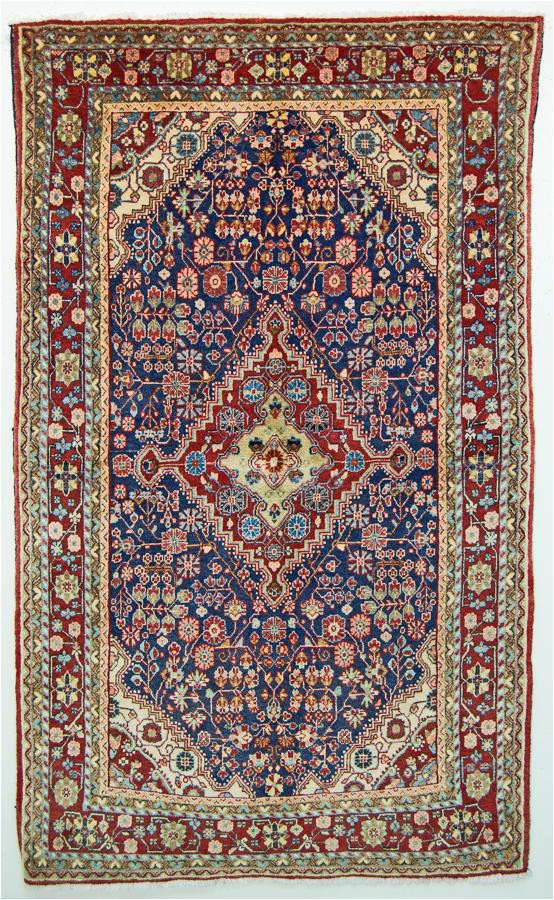 Blue Persian area Rug Vintage Persian area Rug Blue Red Rug 4 X 6