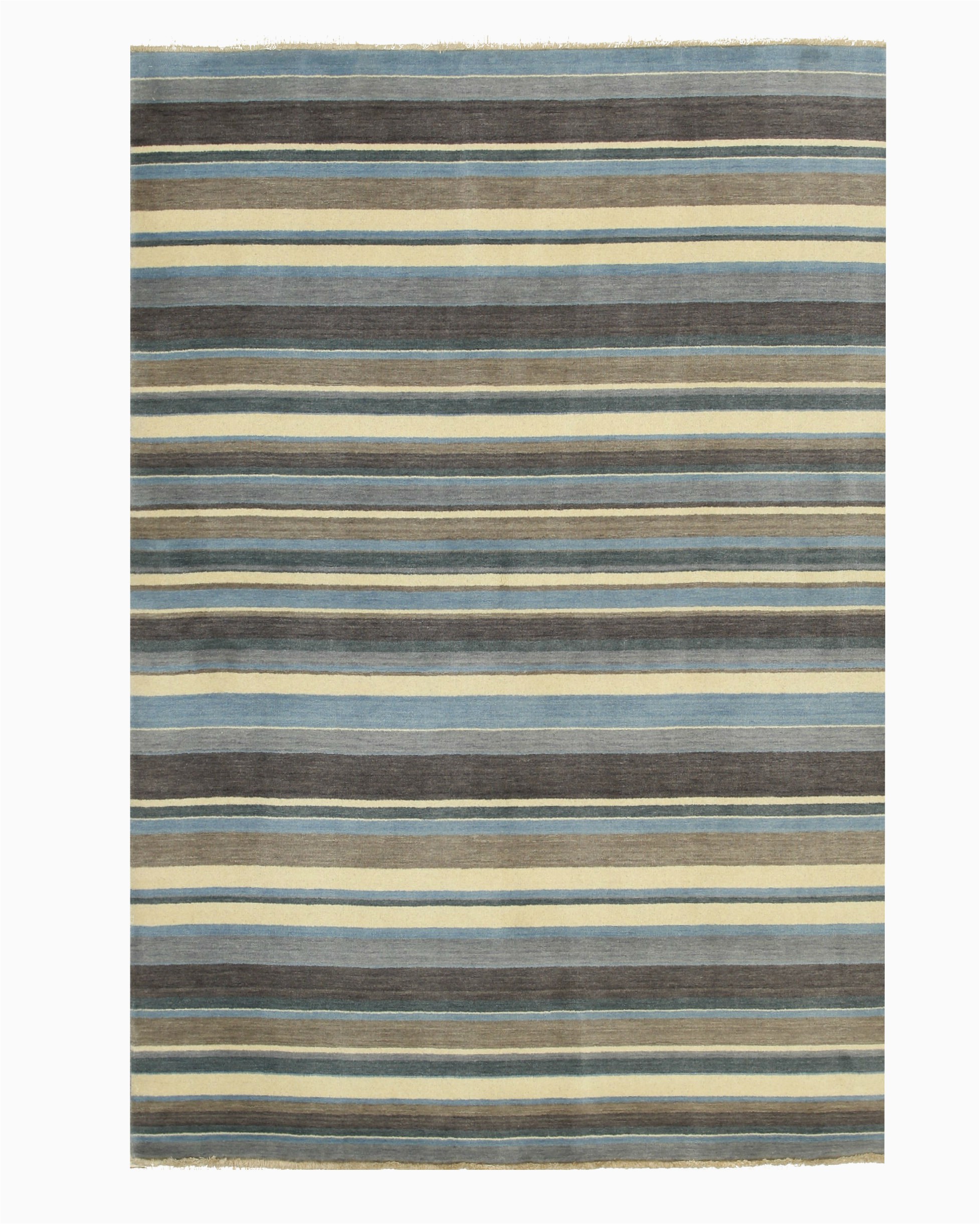 Blue Striped Wool Rug Blue Brown Striped Handmade Wool Rug
