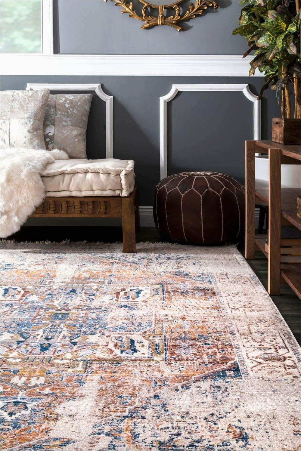 Bohemian Rug Collection Ouman Blue thatch Ivory Odessa Fringe Rug From Rugs Usa Love This Room