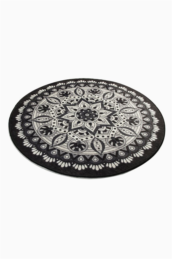 Brown and White Bathroom Rugs Black & White Red Blue Brown Mandala Round Home Decor Bathroom Rug soft Bath Mat Eco Friendly Gift for Her Diameter 40"