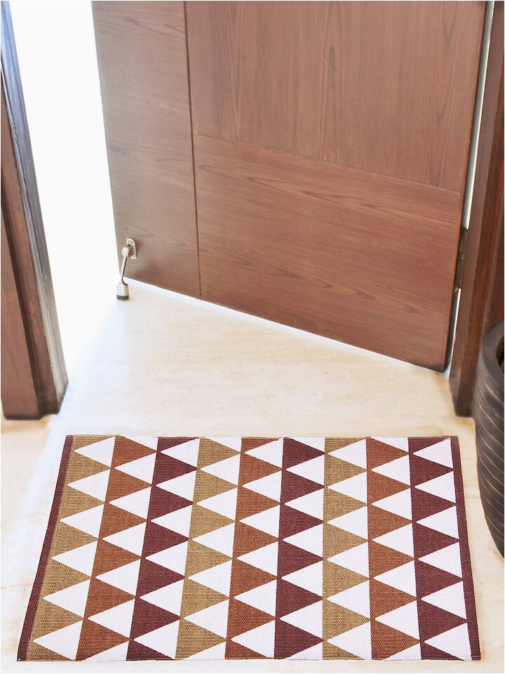 Brown and White Bathroom Rugs House This Brown & White Geometric Print Cotton Rectangular Bath Rug