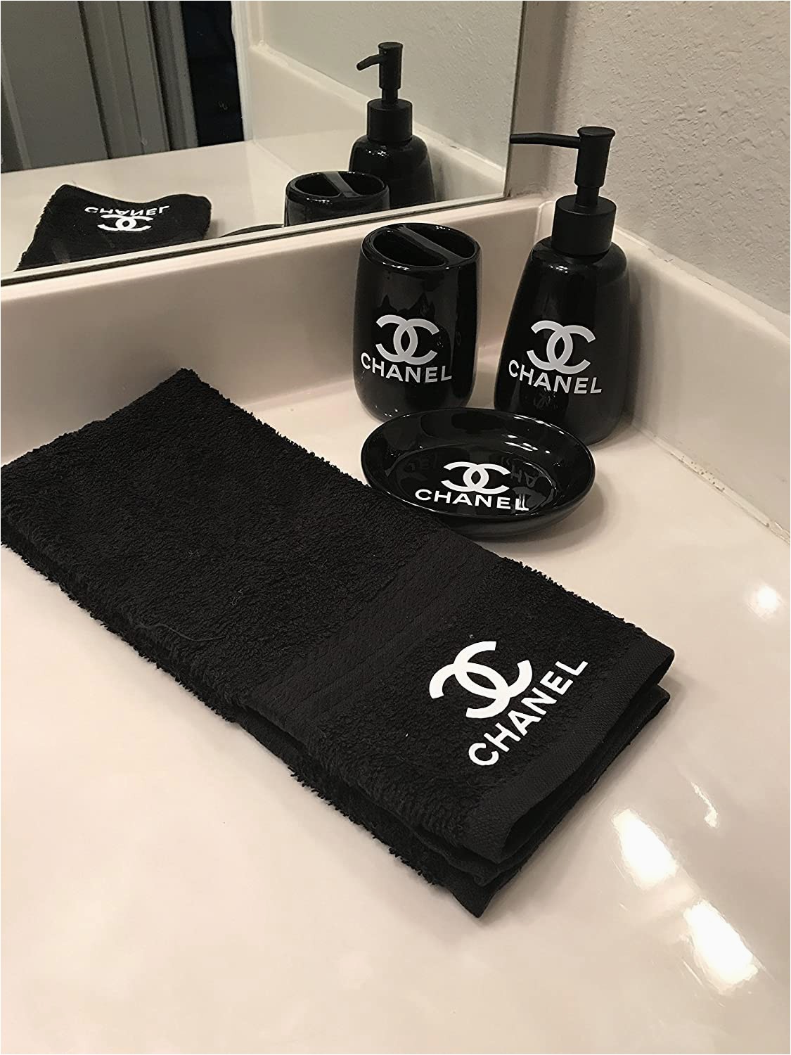 Chanel Bathroom Rug Set Cc Inspired Bathroom Accessories
